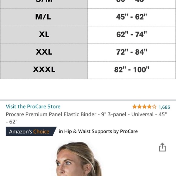 NWT ProCare M/L 45”-62” Elastic Waist Binder. BACK ABDOMINAL RIB CAGE SUPPORT - Picture 6 of 7